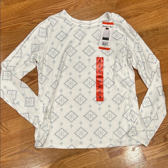 Hang Ten Tops - Hang Ten White Gray Long Sleeve Tee upf 50 medium new women’s rash guard